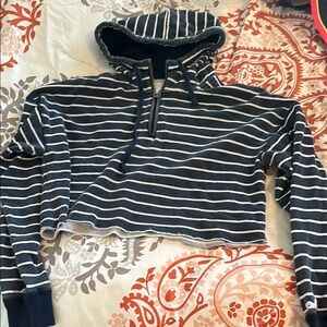 Striped Navy and White Women's Sweater Hollister